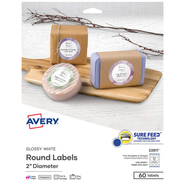 Avery Printable Round Labels with Sure Feed, 2